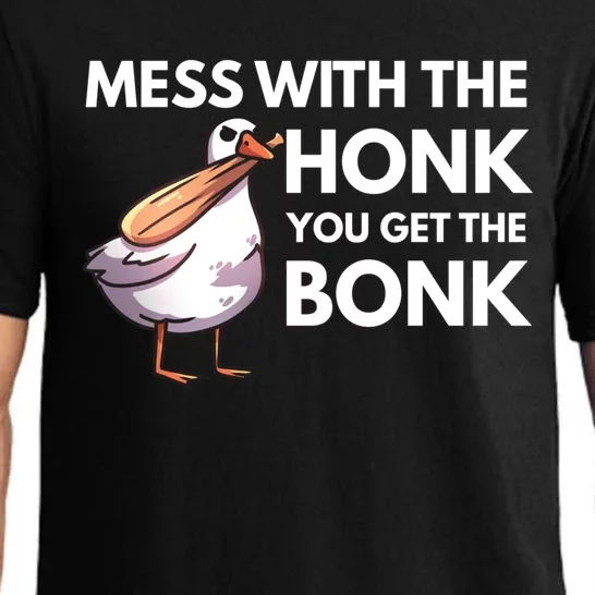 Mess With The Honk Get The Bonk Funny Duck Goose Meme Bat Gift Pajama Set