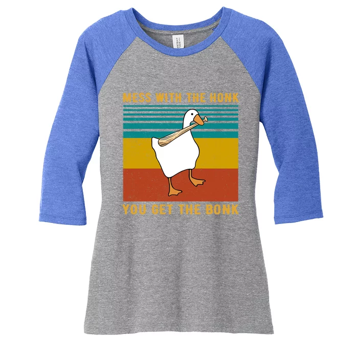 Mess With The Honk You Get The Bonk Funny Duck Goose Gift Women's Tri-Blend 3/4-Sleeve Raglan Shirt