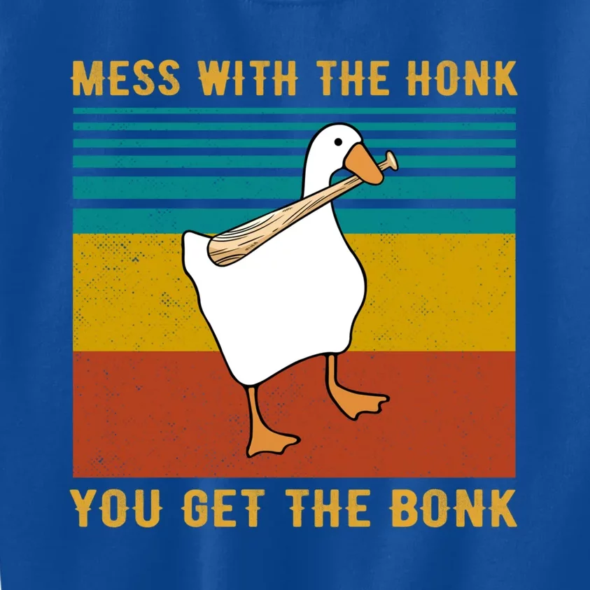 Mess With The Honk You Get The Bonk Funny Duck Goose Gift Kids Sweatshirt