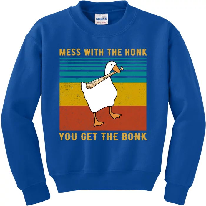 Mess With The Honk You Get The Bonk Funny Duck Goose Gift Kids Sweatshirt