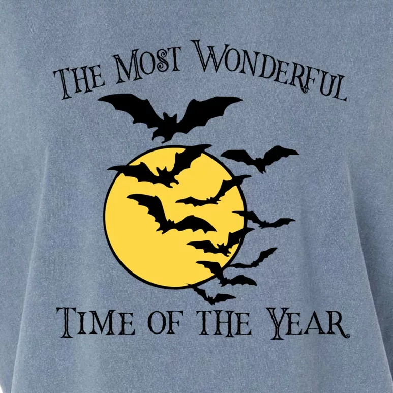 Most Wonderful Time Of Year Funny Halloween Quote Bats Moon Meaningful Gift Garment-Dyed Women's Muscle Tee