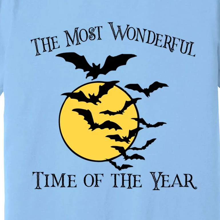 Most Wonderful Time Of Year Funny Halloween Quote Bats Moon Meaningful Gift Premium T-Shirt