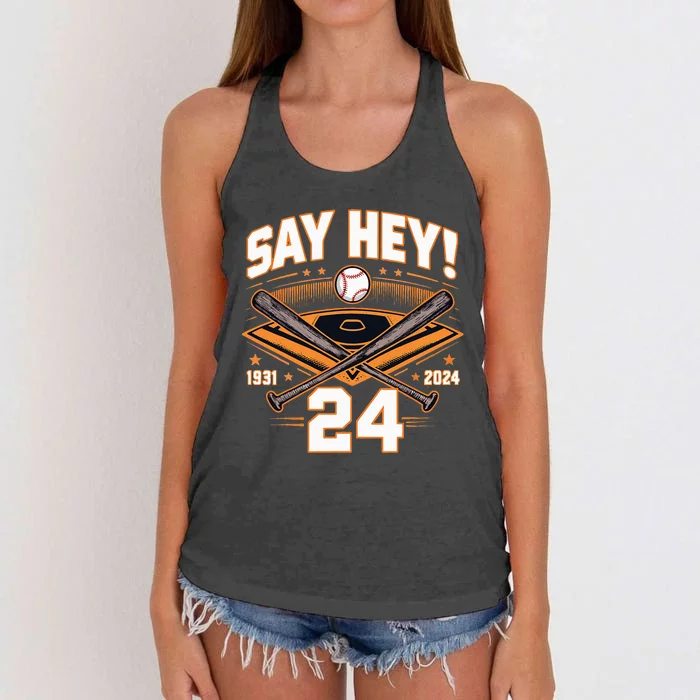 Mays Willie Tribute San Francisco Say Hey 1931 2024 Women's Knotted Racerback Tank