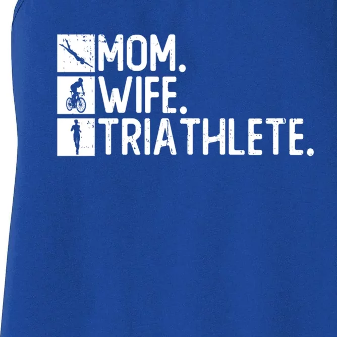 Mom Wife Triathlete Cool Gift Triathlon Training Triathlete Gift Women's Racerback Tank