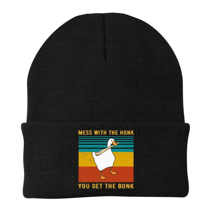 Mess With The Honk You Get The Bonk Funny Duck Goose Knit Cap Winter Beanie