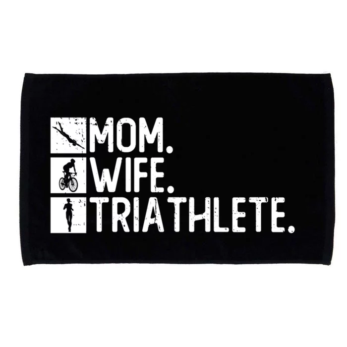 Mom Wife Triathlete Funny Gift Triathlon Training Triathlete Gift Microfiber Hand Towel