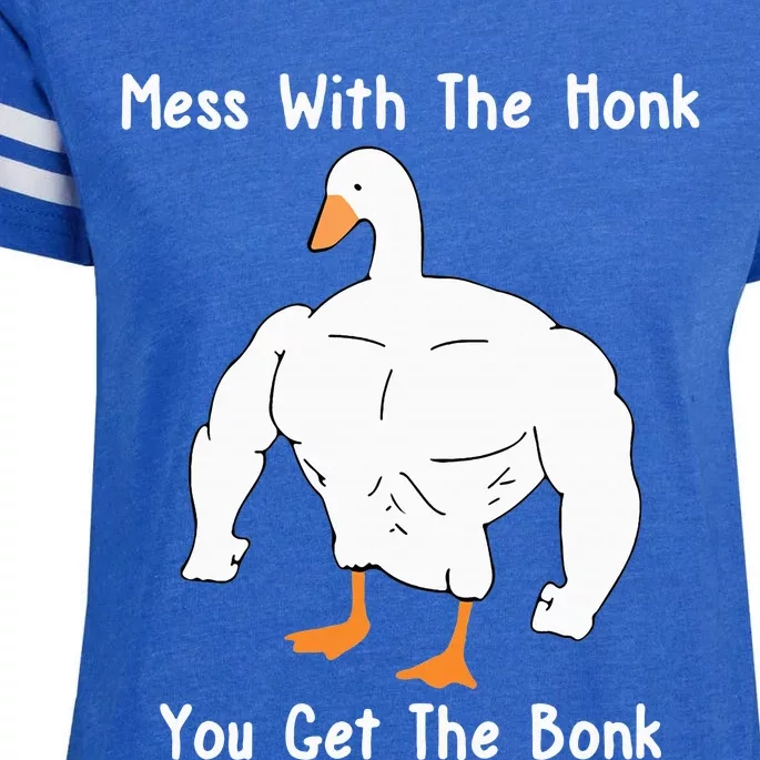 Mess With The Honk You Get The Bonk Funny Duck Enza Ladies Jersey Football T-Shirt