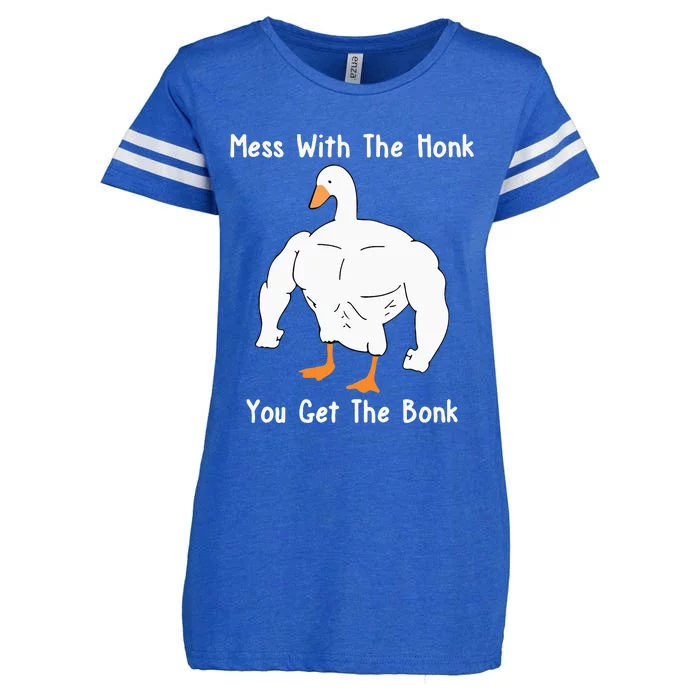 Mess With The Honk You Get The Bonk Funny Duck Enza Ladies Jersey Football T-Shirt