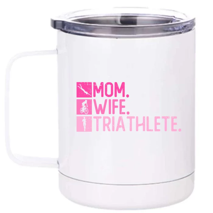 Mom Wife Triathlete Gift Triathlon Training Triathlete Meaningful Gift Front & Back 12oz Stainless Steel Tumbler Cup