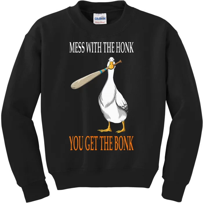 Mess With The Honk Goose Game Gamer Wooden Club Computer Kids Sweatshirt