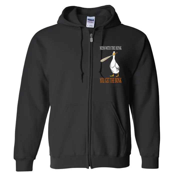 Mess With The Honk Goose Game Gamer Wooden Club Computer Full Zip Hoodie