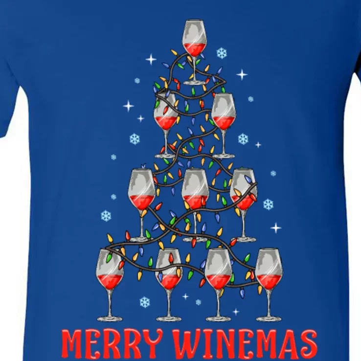 Merry Winemas Tree Wine Ugly Christmas Sweaters Meaningful Gift V-Neck T-Shirt