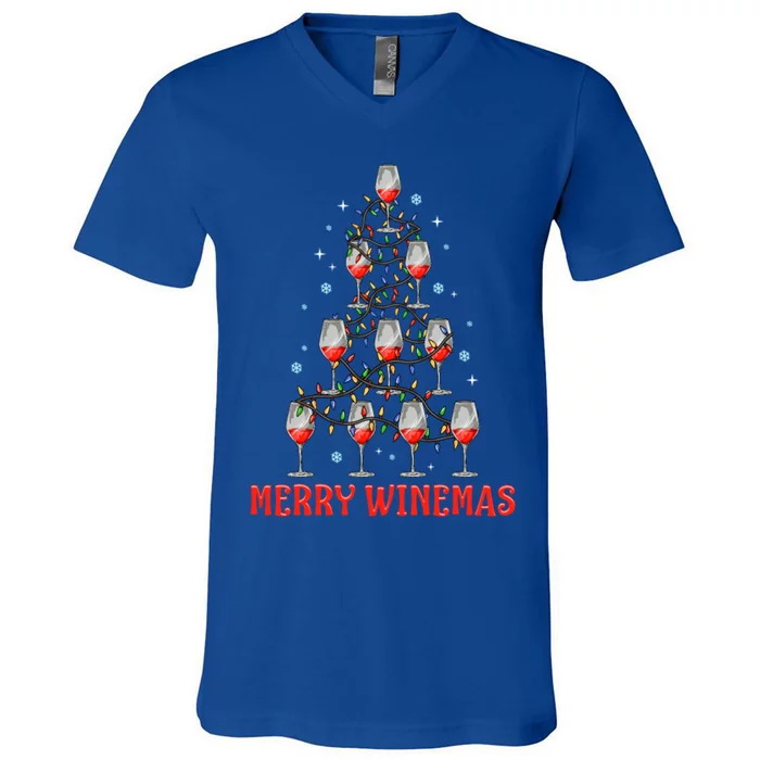 Merry Winemas Tree Wine Ugly Christmas Sweaters Meaningful Gift V-Neck T-Shirt