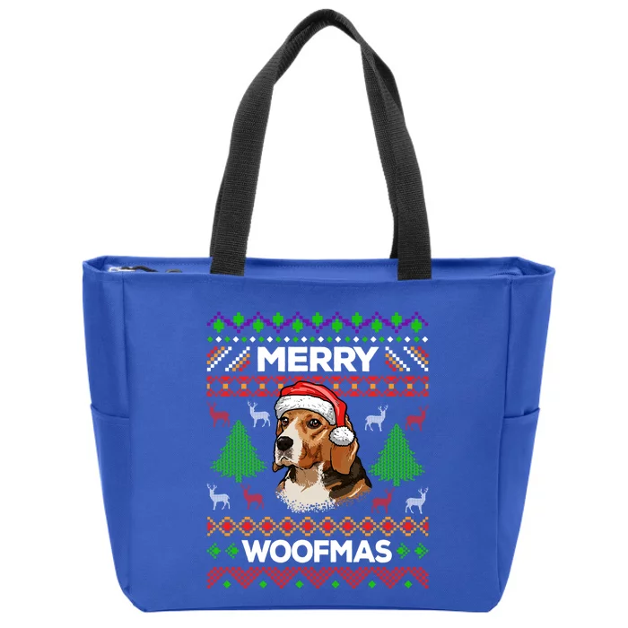 Merry Woofmas Ugly Sweater Christmas Beagle Lover Gift Zip Tote Bag