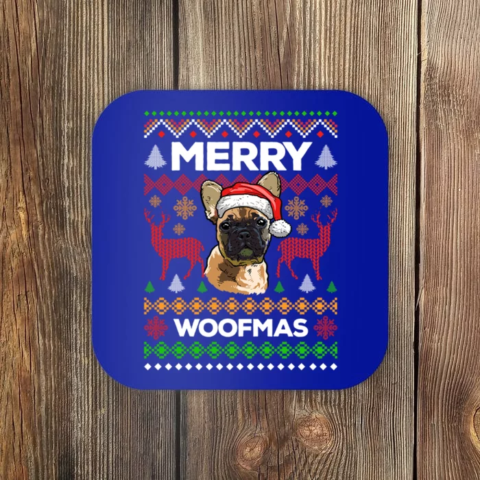 Merry Woofmas Ugly Sweater Christmas French Bulldog Lover Gift Coaster