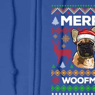 Merry Woofmas Ugly Sweater Christmas French Bulldog Lover Gift Full Zip Hoodie