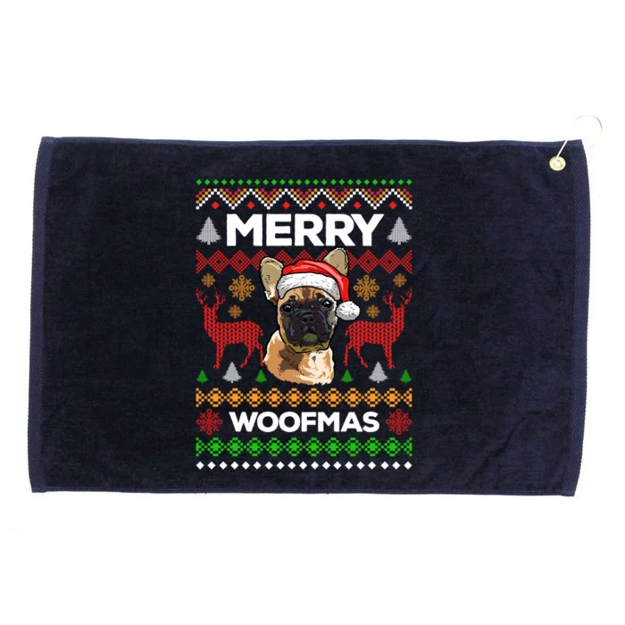 Merry Woofmas Ugly Sweater Christmas French Bulldog Lover Gift Grommeted Golf Towel