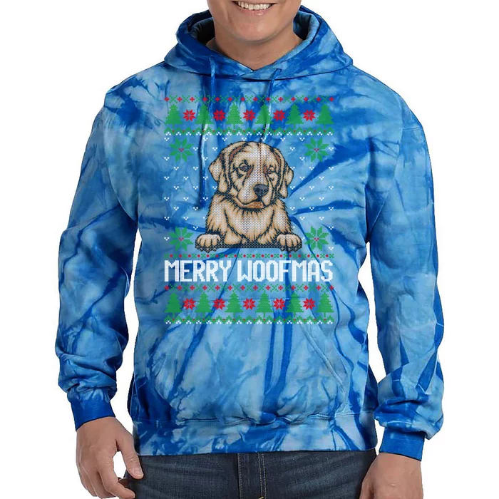 Merry Woofmas Ugly Christmas Sweater Gift Tie Dye Hoodie