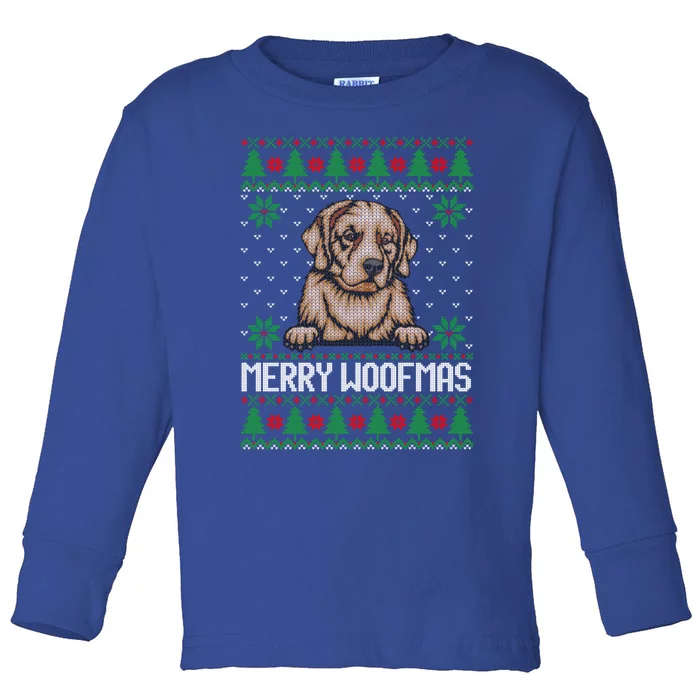 Merry Woofmas Ugly Christmas Sweater Gift Toddler Long Sleeve Shirt