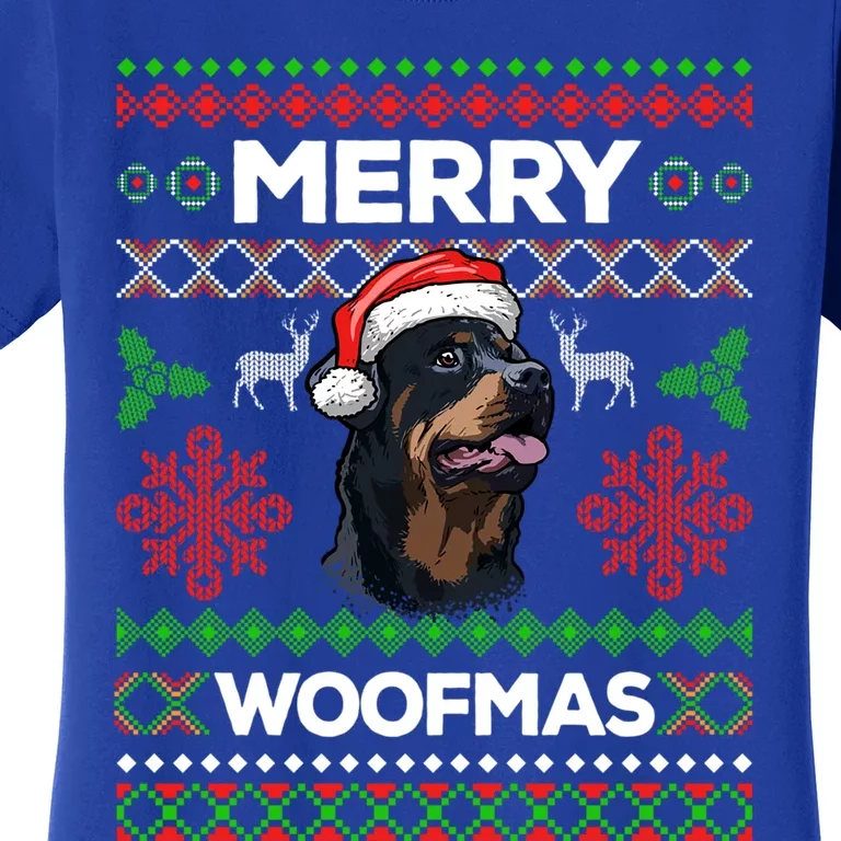 Merry Woofmas Ugly Sweater Christmas Rottweiler Lover Gift Women's T-Shirt