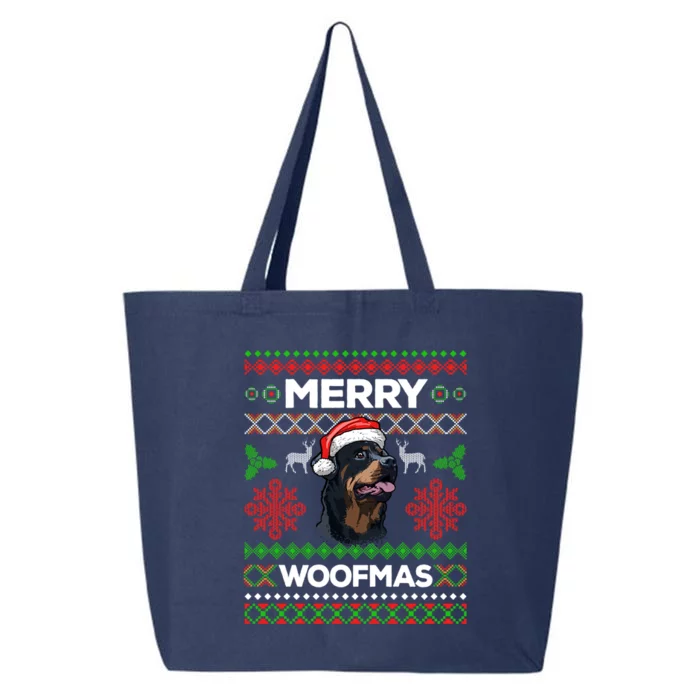 Merry Woofmas Ugly Sweater Christmas Rottweiler Lover Gift 25L Jumbo Tote