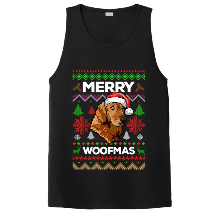 Merry Woofmas Ugly Sweater Christmas Golden Retriever Lover Gift Performance Tank