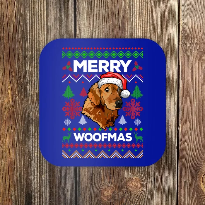 Merry Woofmas Ugly Sweater Christmas Golden Retriever Lover Gift Coaster