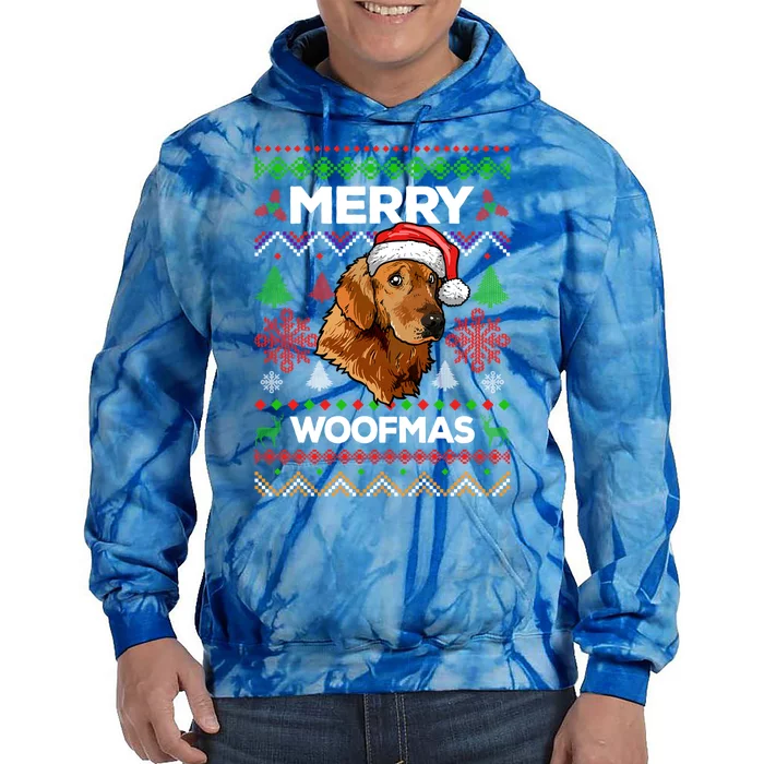 Merry Woofmas Ugly Sweater Christmas Golden Retriever Lover Gift Tie Dye Hoodie