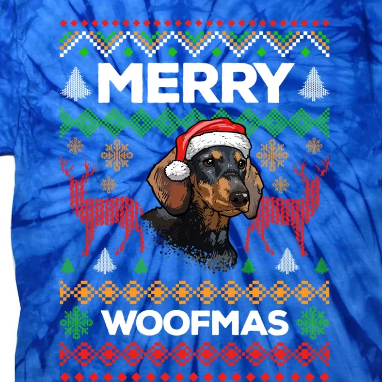 Merry Woofmas Ugly Sweater Christmas Dachshund Lover Gift Cute Gift Tie-Dye T-Shirt