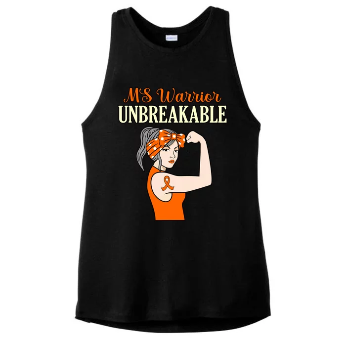 Ms Warrior Unbreakable Multiple Sclerosis Awareness Graphic Great Gift Ladies Tri-Blend Wicking Tank