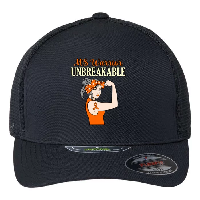 Ms Warrior Unbreakable Multiple Sclerosis Awareness Graphic Great Gift Flexfit Unipanel Trucker Cap