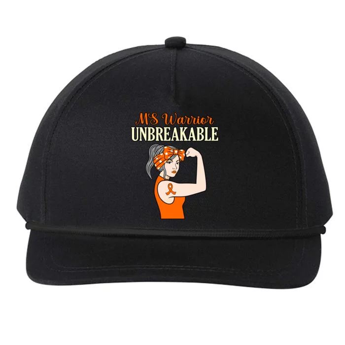 Ms Warrior Unbreakable Multiple Sclerosis Awareness Graphic Great Gift Snapback Five-Panel Rope Hat