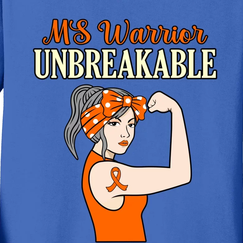 Ms Warrior Unbreakable Multiple Sclerosis Awareness Graphic Great Gift Kids Long Sleeve Shirt