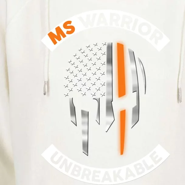 Ms Warrior Unbreakable Skull Multiple Sclerosis Awareness Funny Gift Womens Funnel Neck Pullover Hood