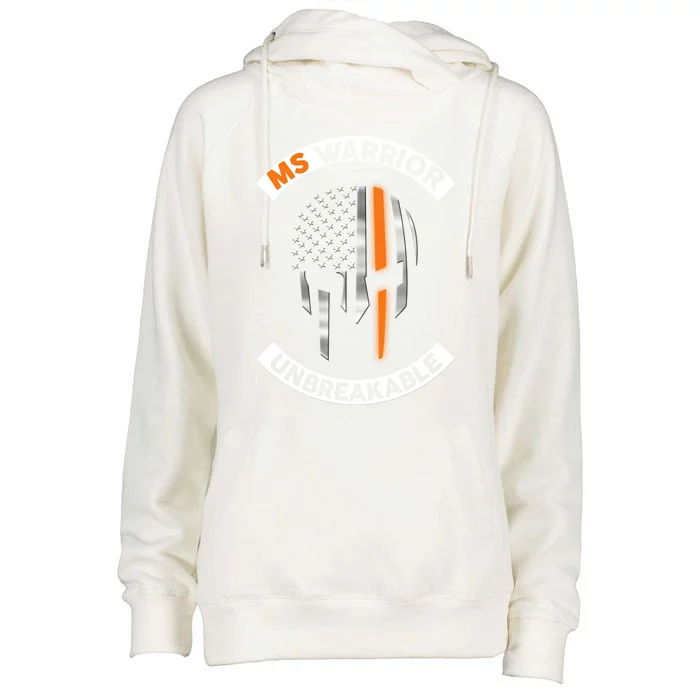 Ms Warrior Unbreakable Skull Multiple Sclerosis Awareness Funny Gift Womens Funnel Neck Pullover Hood