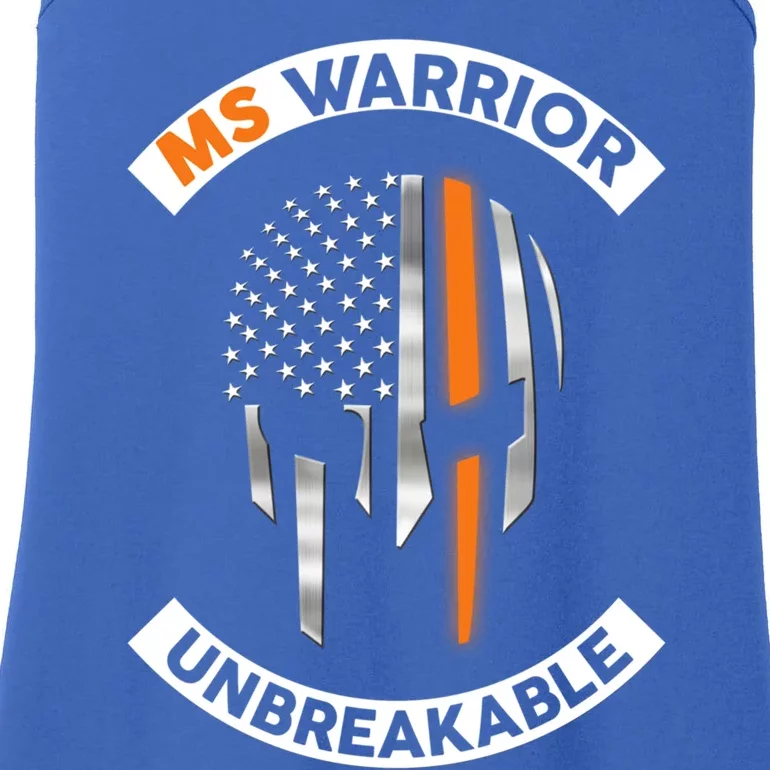 Ms Warrior Unbreakable Skull Multiple Sclerosis Awareness Funny Gift Ladies Essential Tank