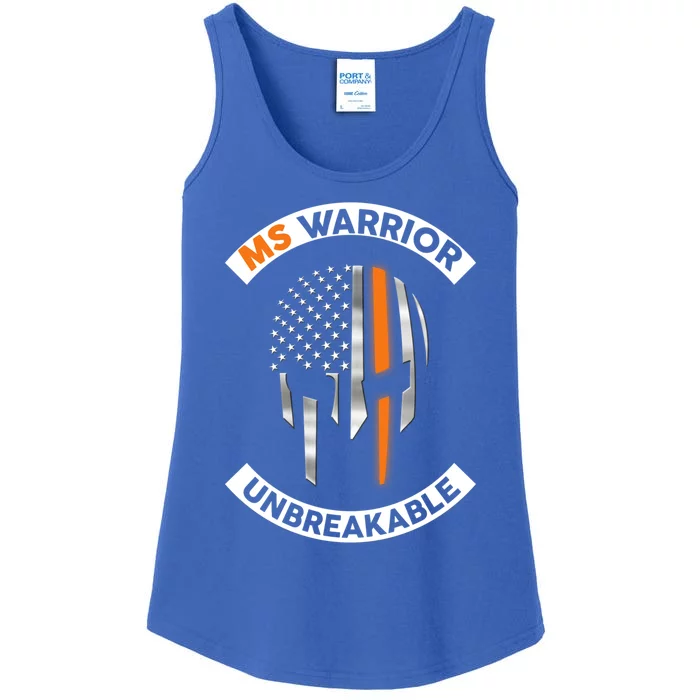 Ms Warrior Unbreakable Skull Multiple Sclerosis Awareness Funny Gift Ladies Essential Tank