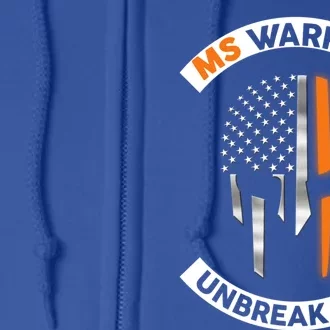 Ms Warrior Unbreakable Skull Multiple Sclerosis Awareness Funny Gift Full Zip Hoodie