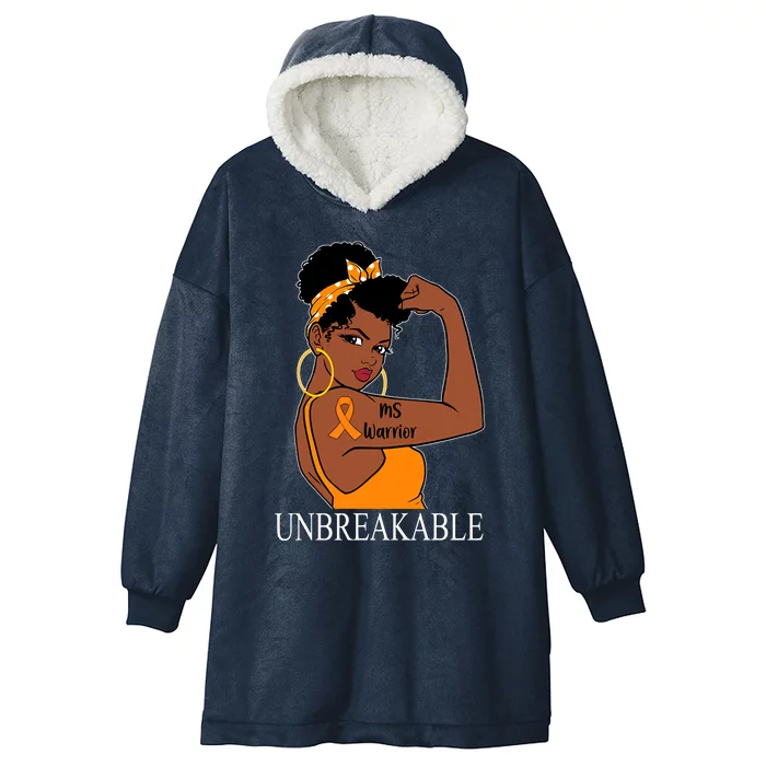 Ms Warrior Unbreakable Multiple Sclerosis Awareness Black Women Hooded Wearable Blanket