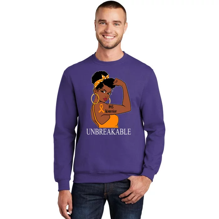 Ms Warrior Unbreakable Multiple Sclerosis Awareness Black Women Sweatshirt