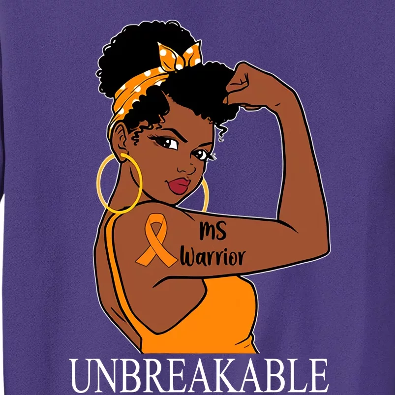 Ms Warrior Unbreakable Multiple Sclerosis Awareness Black Women Sweatshirt