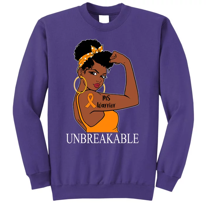 Ms Warrior Unbreakable Multiple Sclerosis Awareness Black Women Sweatshirt