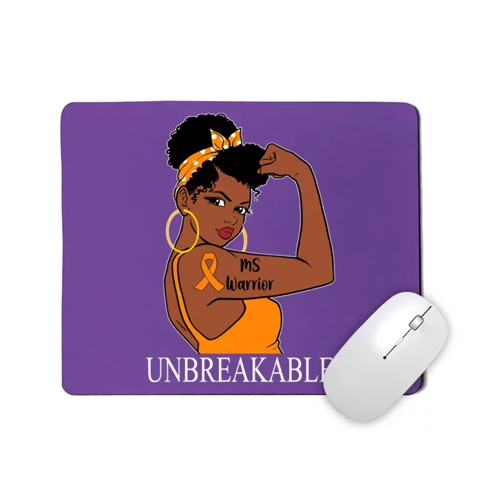 Ms Warrior Unbreakable Multiple Sclerosis Awareness Black Women Mousepad