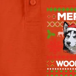 Merry Woofmas Ugly Sweater Christmas Siberian Husky Lover Gift Dry Zone Grid Performance Polo