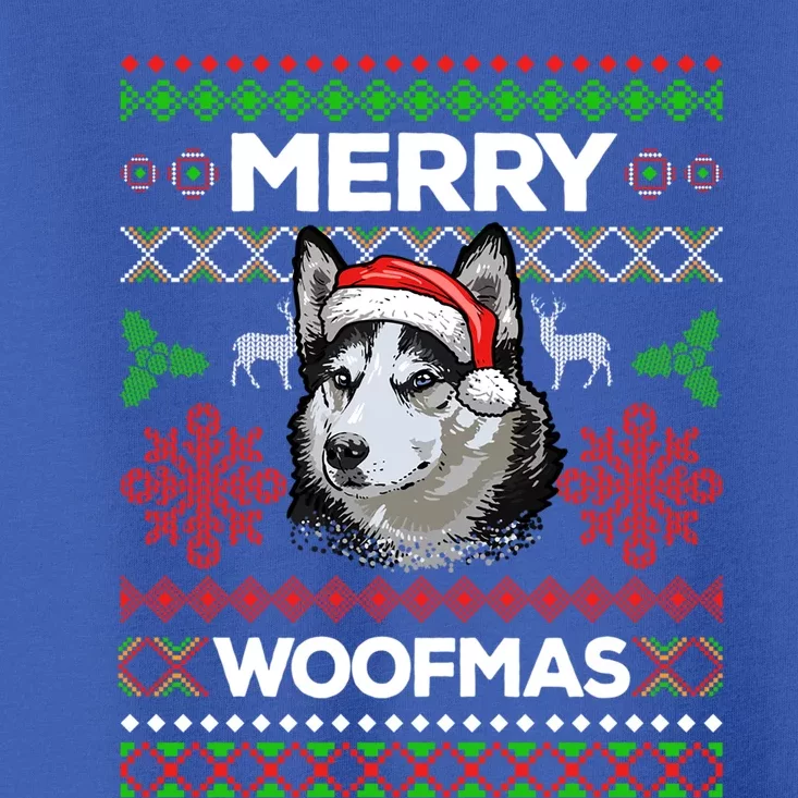 Merry Woofmas Ugly Sweater Christmas Siberian Husky Lover Gift Toddler T-Shirt