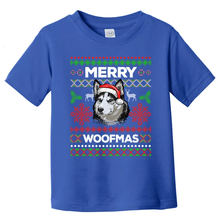 Merry Woofmas Ugly Sweater Christmas Siberian Husky Lover Gift Toddler T-Shirt