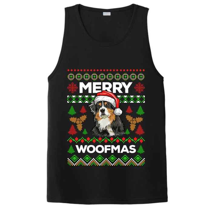 Merry Woofmas Ugly Sweater Christmas Australian Shepherd Gift Performance Tank