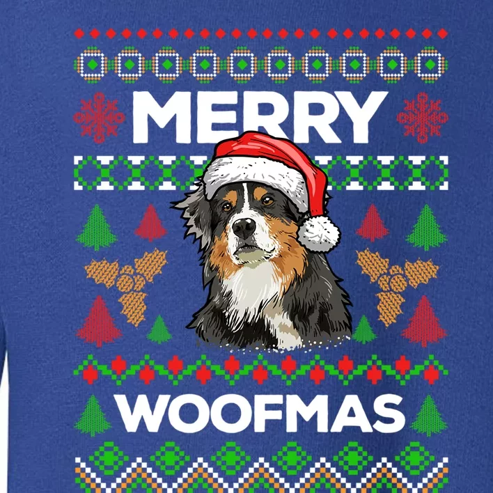 Merry Woofmas Ugly Sweater Christmas Australian Shepherd Gift Toddler Sweatshirt