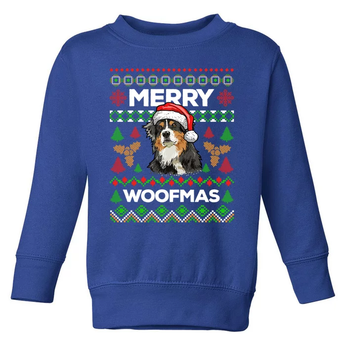 Merry Woofmas Ugly Sweater Christmas Australian Shepherd Gift Toddler Sweatshirt