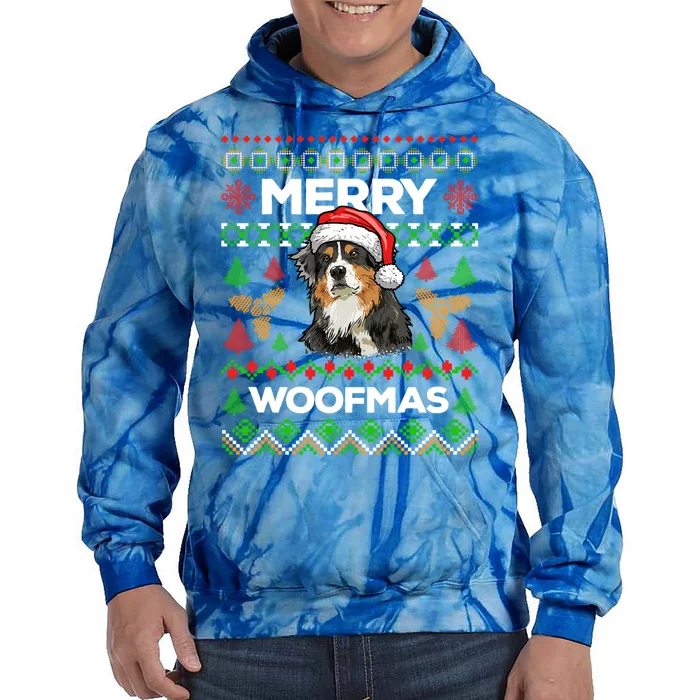 Merry Woofmas Ugly Sweater Christmas Australian Shepherd Gift Tie Dye Hoodie